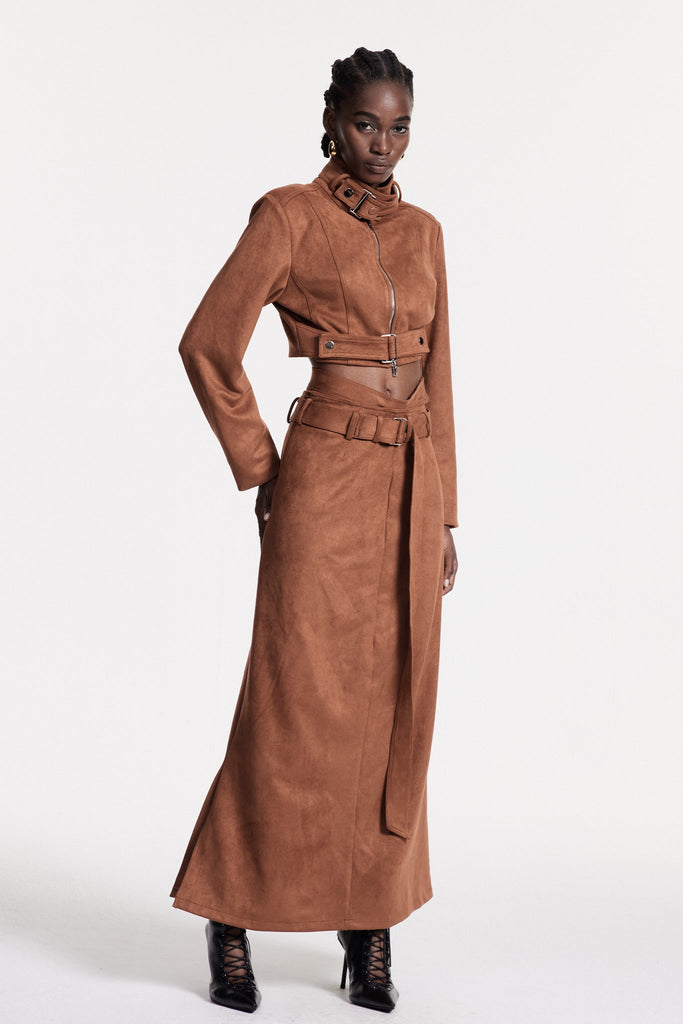 Shop  beautiful dress - Perfect for special occasions | Christer Suede Cutout Skirt Set