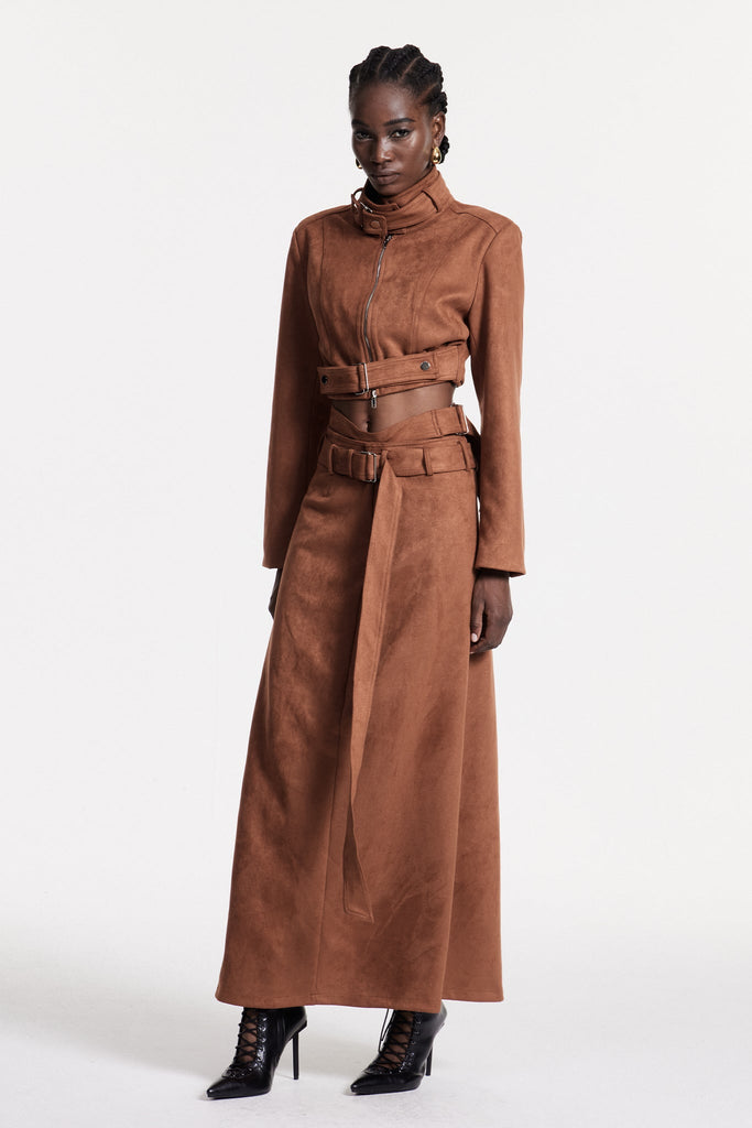 Stylish beautiful dress | Christer Suede Cutout Skirt Set - Ideal for special occasions