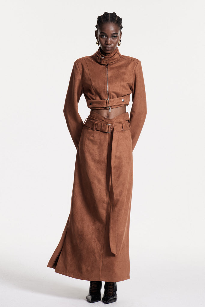 Shop  beautiful dress - Perfect for special occasions | Christer Suede Cutout Skirt Set