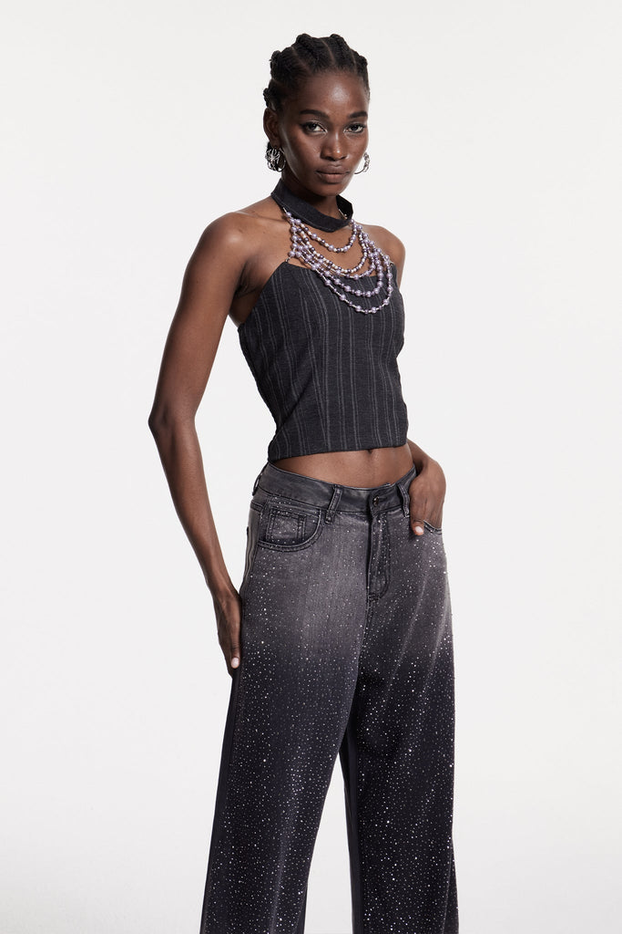 Christin Pearl Halter Neck Top - Stylish beautiful dress for special occasions | Buy Online