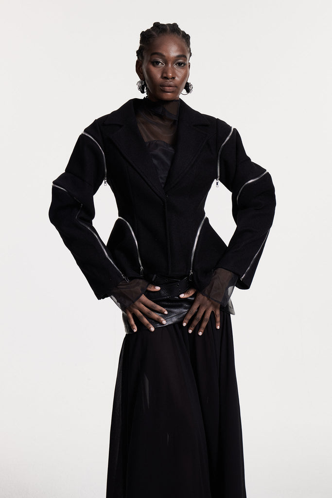 Christine Deconstruct Zipper Blazer - Stylish beautiful dress for special occasions | Buy Online