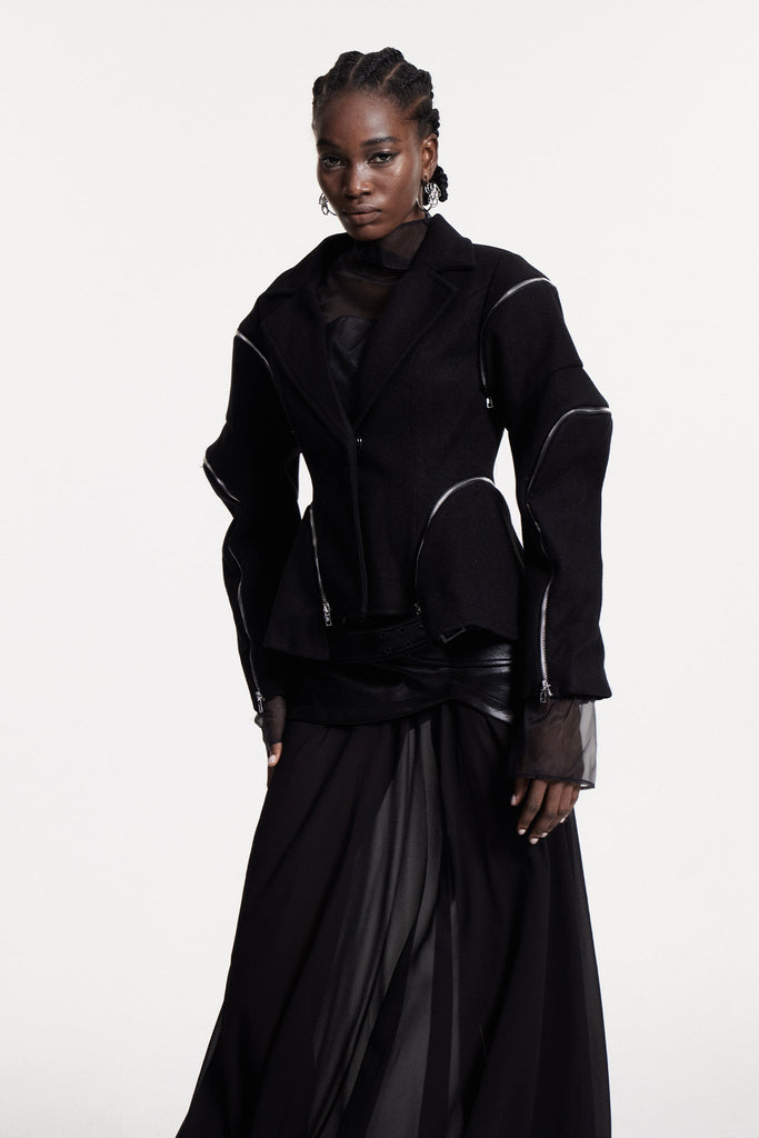 Christine Deconstruct Zipper Blazer - Stylish beautiful dress for special occasions | Buy Online