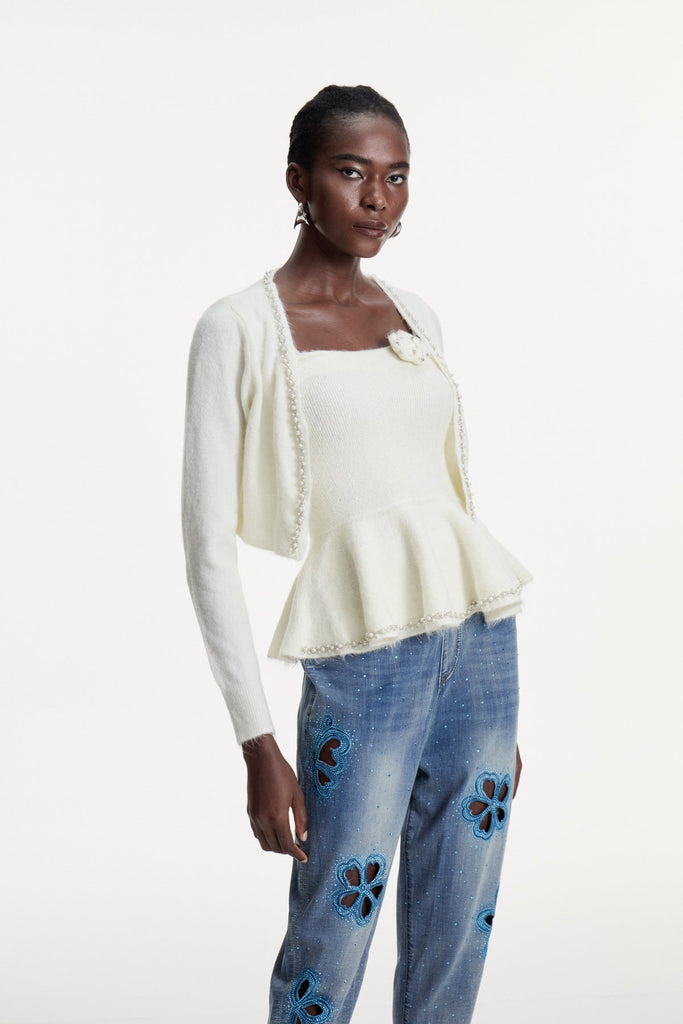 Christoforos Pearl Ruffle Top - Stylish beautiful dress for special occasions | Buy Online