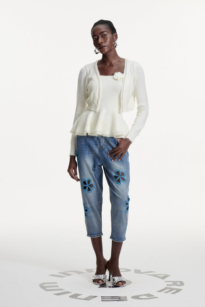 Stylish beautiful dress | Christoforos Pearl Ruffle Top - Ideal for special occasions