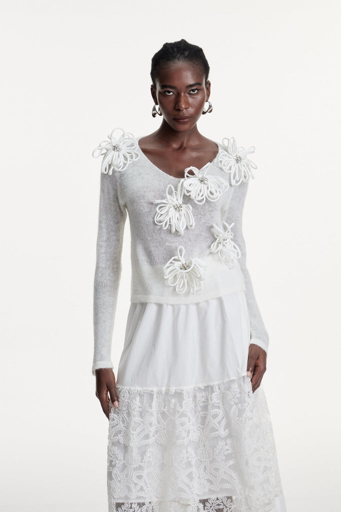 Shop  beautiful dress - Perfect for special occasions | Christophe Flower Plunge Knit Top