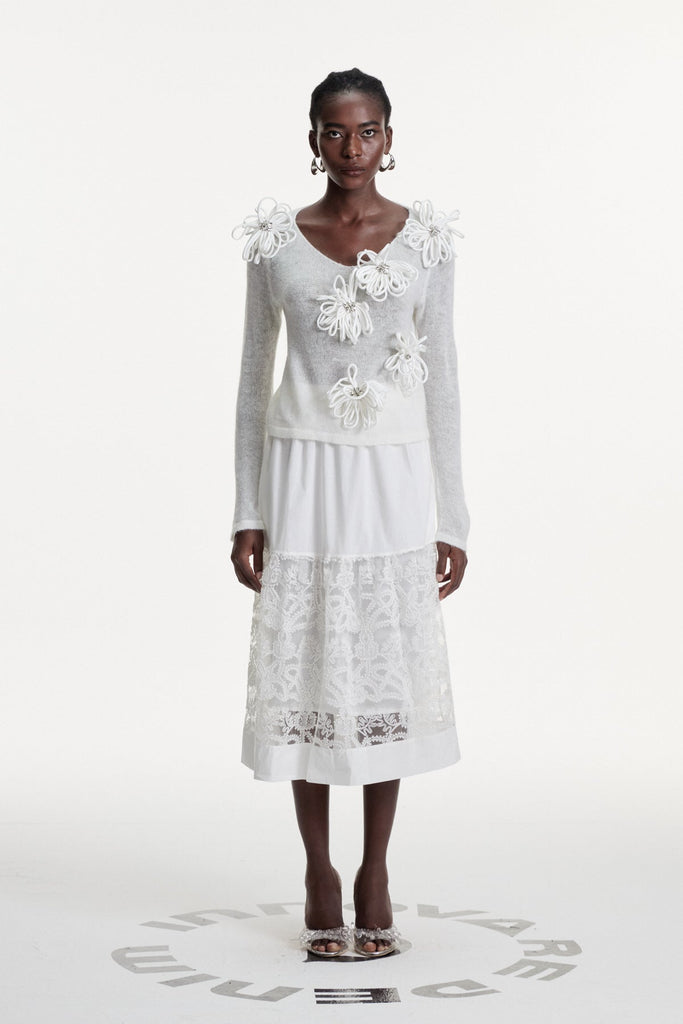 Shop  beautiful dress - Perfect for special occasions | Christophe Flower Plunge Knit Top