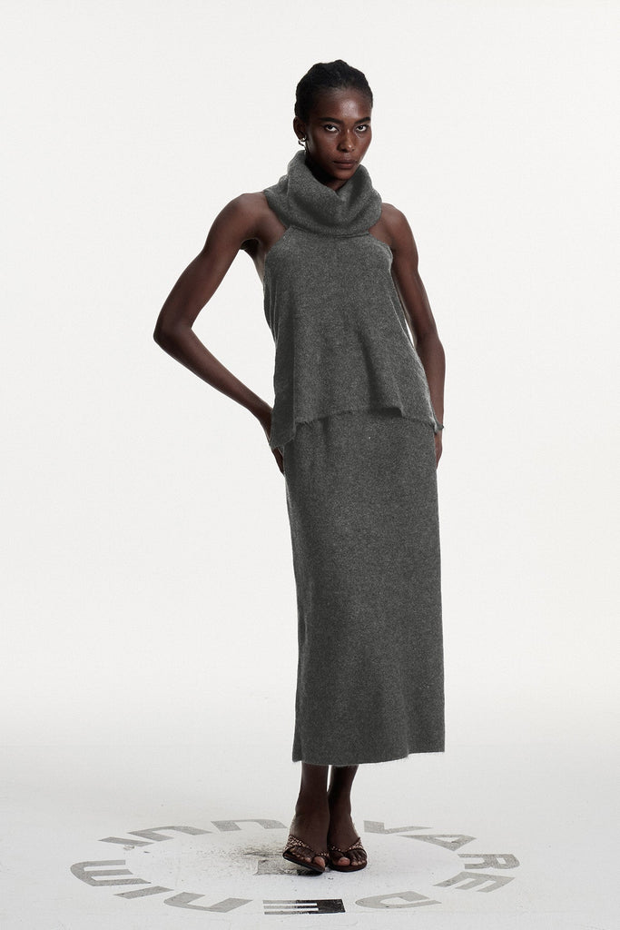 Stylish beautiful dress | Christopher Cowl Neck Split Knit Skirt Set - Ideal for special occasions