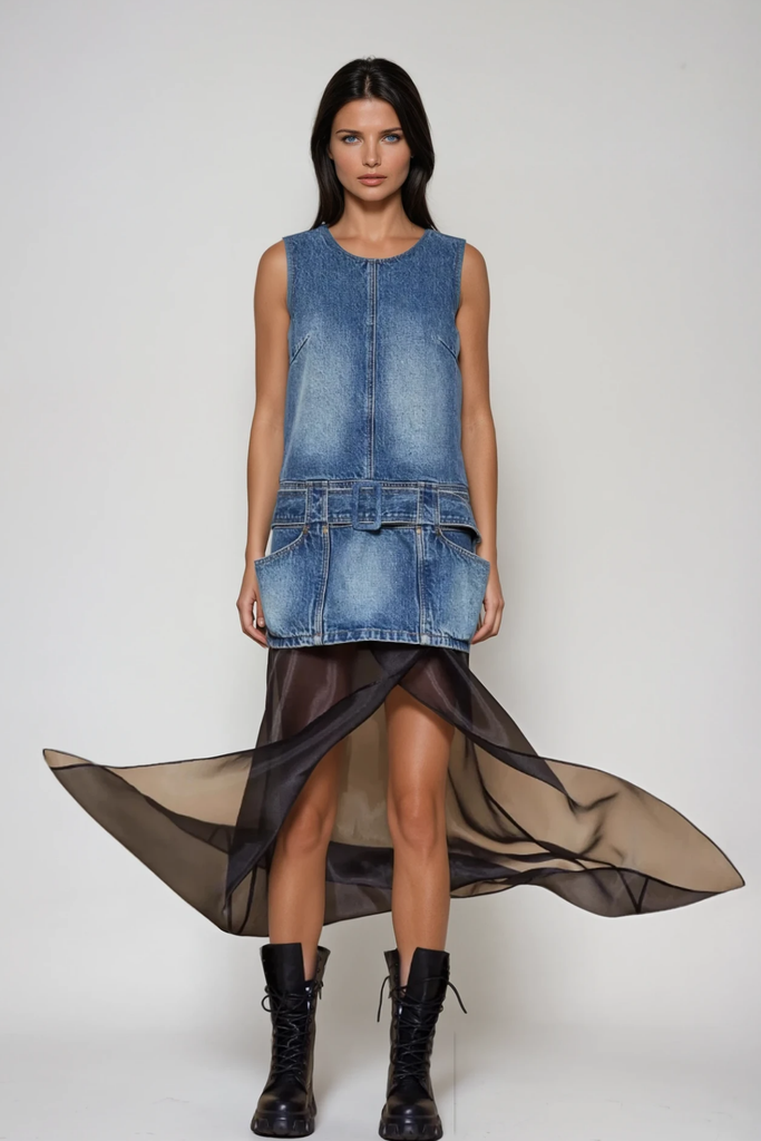Ciar Sleeveless Denim Mini Dress - Stylish beautiful dress for special occasions | Buy Online
