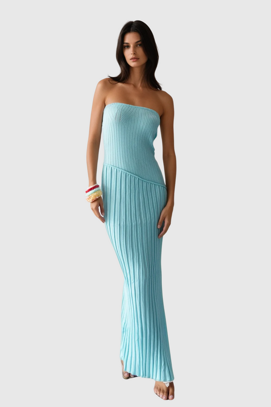 Cilka Strapless Stripe Knit Maxi Dress