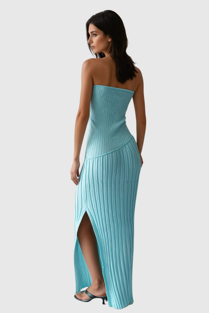 Cilka Strapless Stripe Knit Maxi Dress - Stylish beautiful dress for special occasions | Buy Online