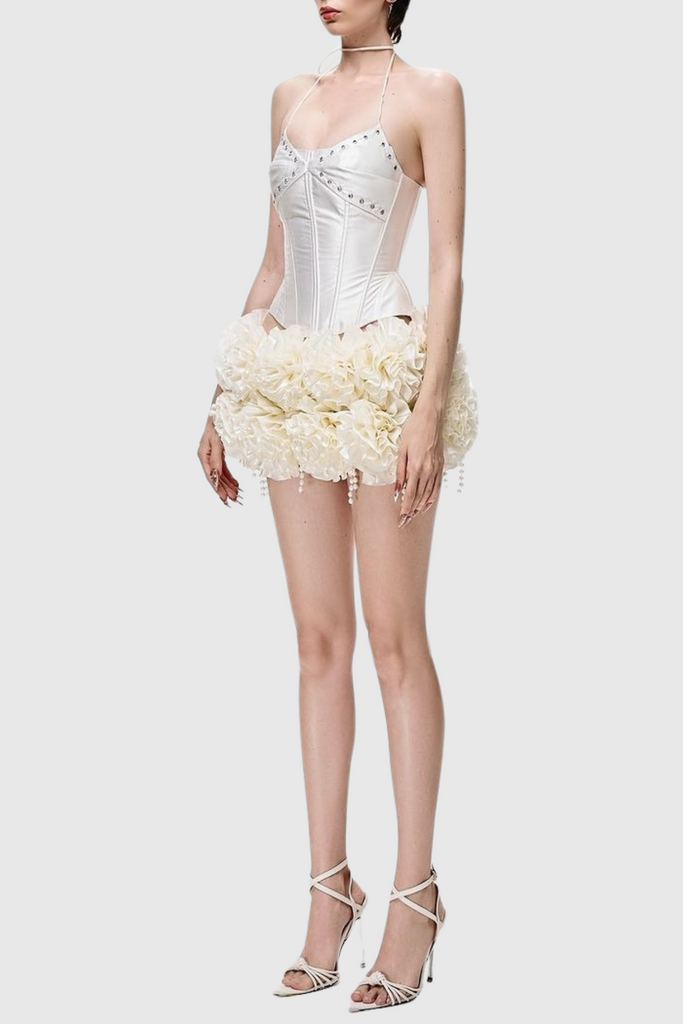 Shop  beautiful dress - Perfect for special occasions | Orsolya Floral Pearl Corset Two Piece Set - Ivory