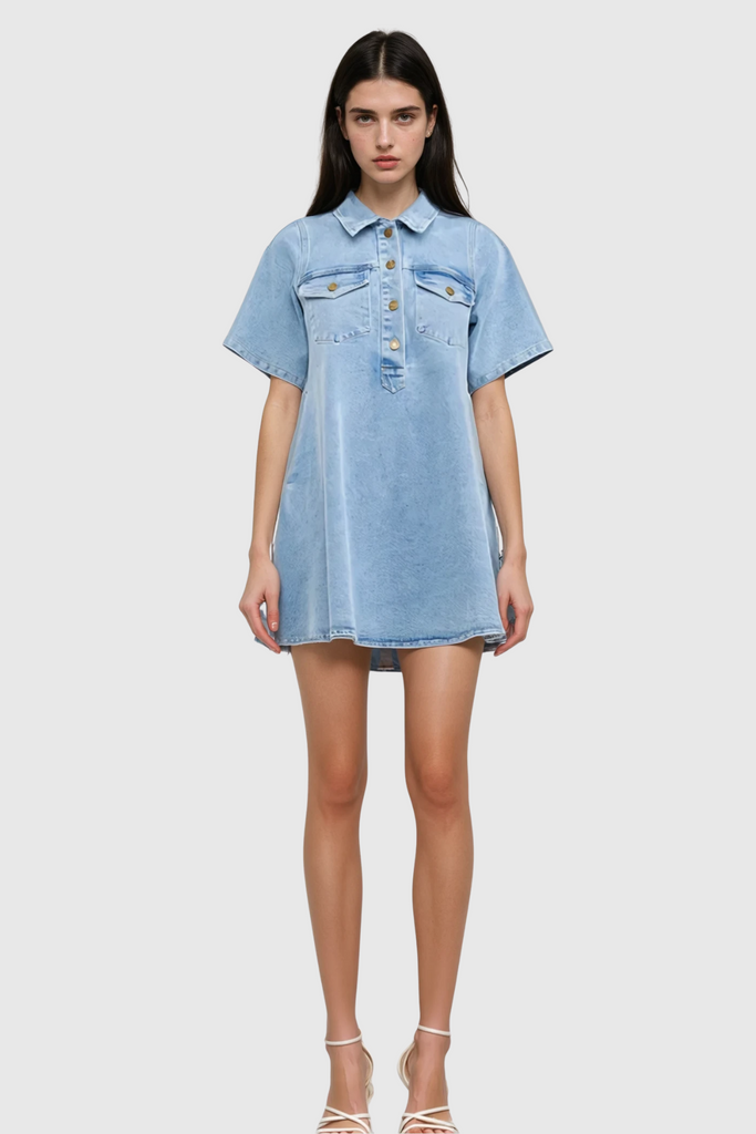 Shop  beautiful dress - Perfect for special occasions | Cinta Denim Mini Shirt Dress