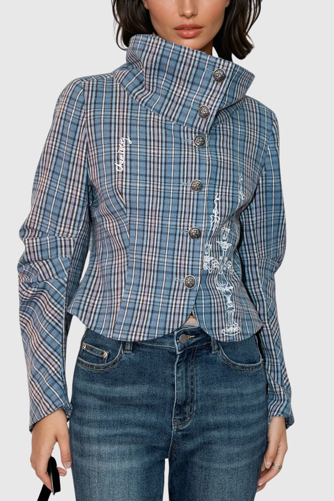 Stylish beautiful dress | Cionaodh Grid Print Blazer - Ideal for special occasions