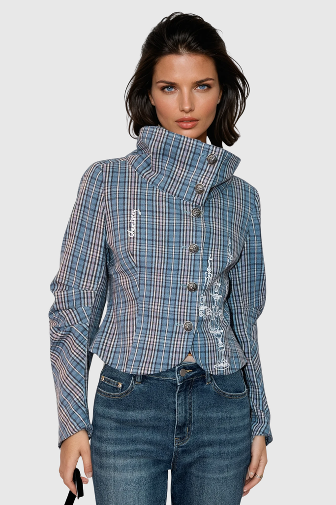 Stylish beautiful dress | Cionaodh Grid Print Blazer - Ideal for special occasions