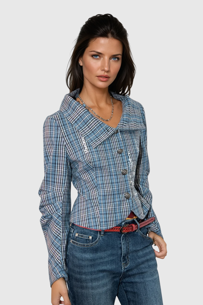 Stylish beautiful dress | Cionaodh Grid Print Blazer - Ideal for special occasions