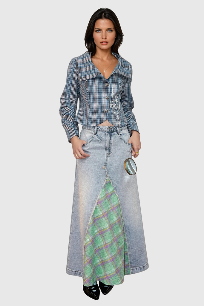 Stylish beautiful dress | Cionaodh Grid Print Blazer - Ideal for special occasions