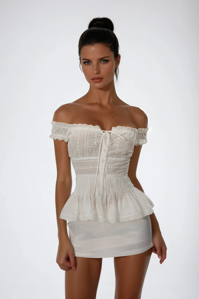 Cipactli Off Shoulder Ruch Top - Stylish beautiful dress for special occasions | Buy Online