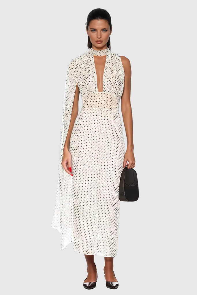 Stylish beautiful dress | Cismaan Dot Scarf Maxi Dress - Ideal for special occasions