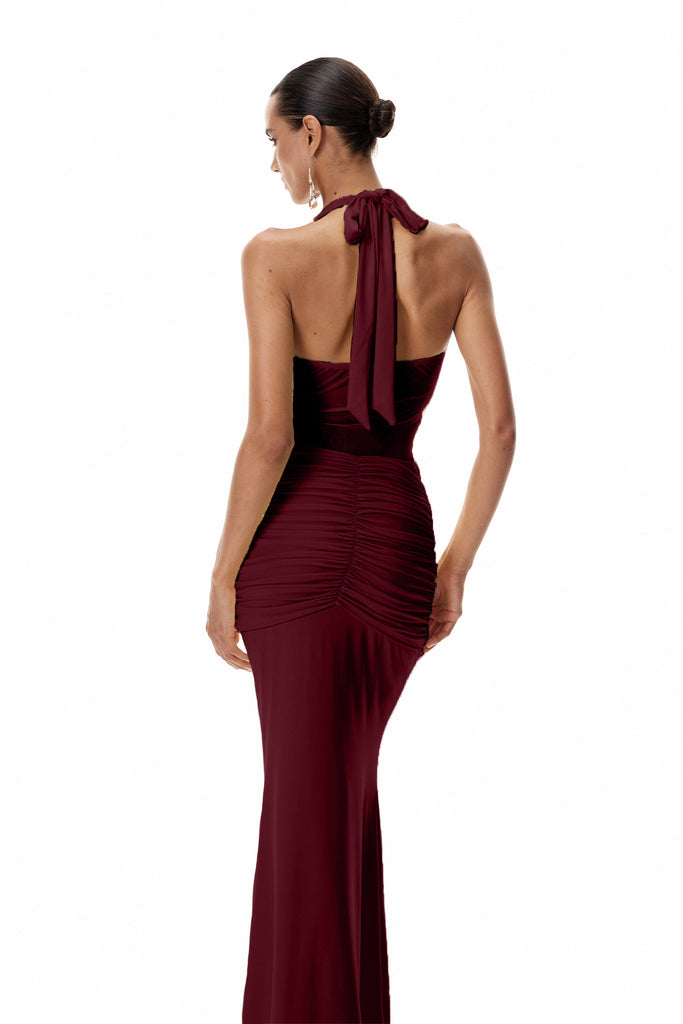 Shop  red dress - Perfect for special occasions | Cistimiru Halter Neck Tie Up Maxi Dress In Red