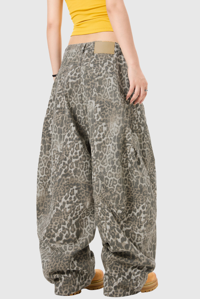 Citlali Leopard Baggy Jeans - Stylish beautiful dress for special occasions | Buy Online