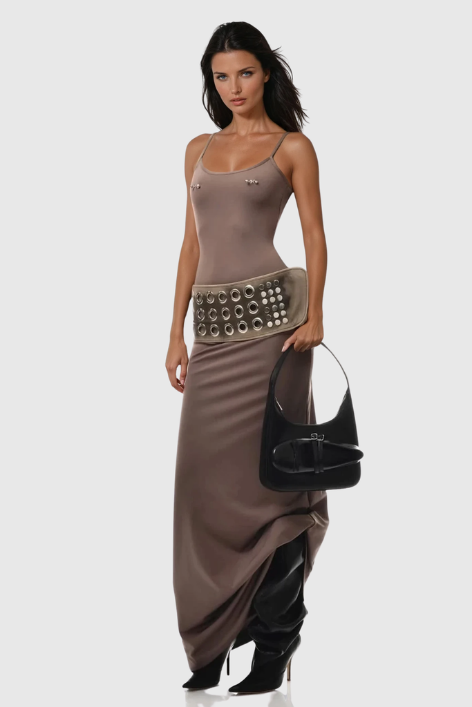 Clair Spaghetti Embellished Maxi Dress - Stylish beautiful dress for special occasions | Buy Online