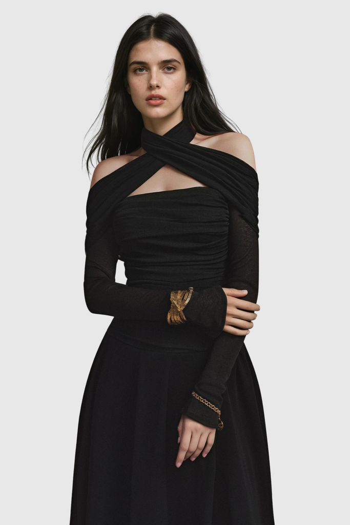 Stylish beautiful dress | Clarisse Asymmetric Cutout Ruffle Maxi Dress - Ideal for special occasions