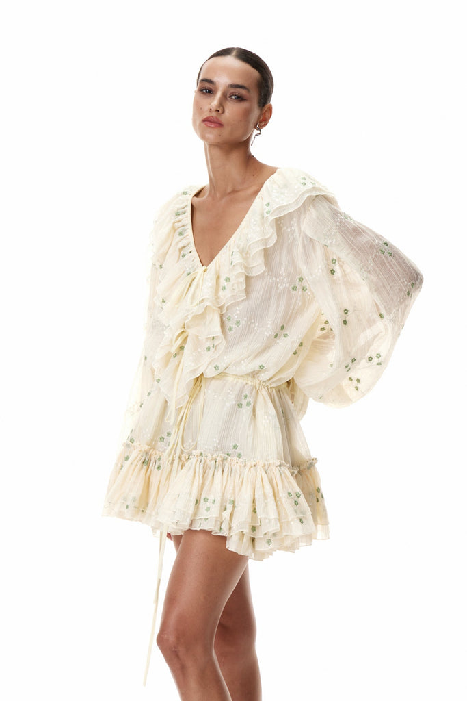 Stylish beautiful dress | Claudia Balloon Sleeve Ruffle Mini Dress - Ideal for special occasions