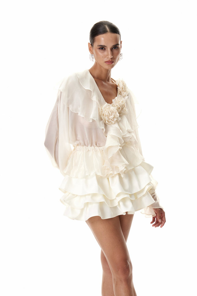 Stylish beautiful dress | Claudine Flower Ruffle Skirt Set - Ideal for special occasions