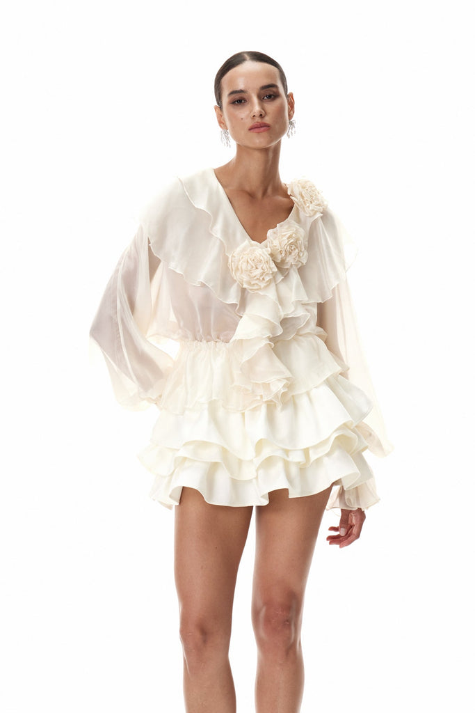 Stylish beautiful dress | Claudine Flower Ruffle Skirt Set - Ideal for special occasions