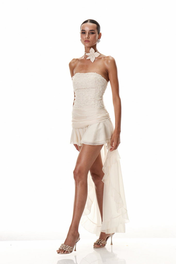 Shop  red dress - Perfect for special occasions | Claudio Embroidered Asymmetric Maxi Dress