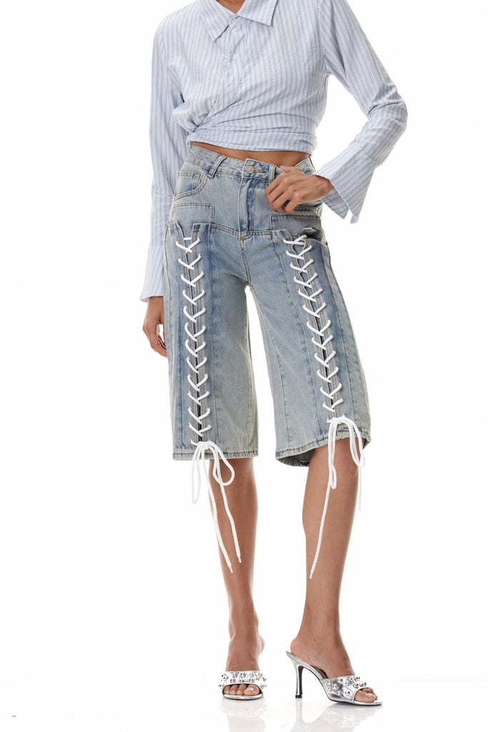 Clemens Lace Up Midi Jeans - Stylish beautiful midi for special occasions | Buy Online