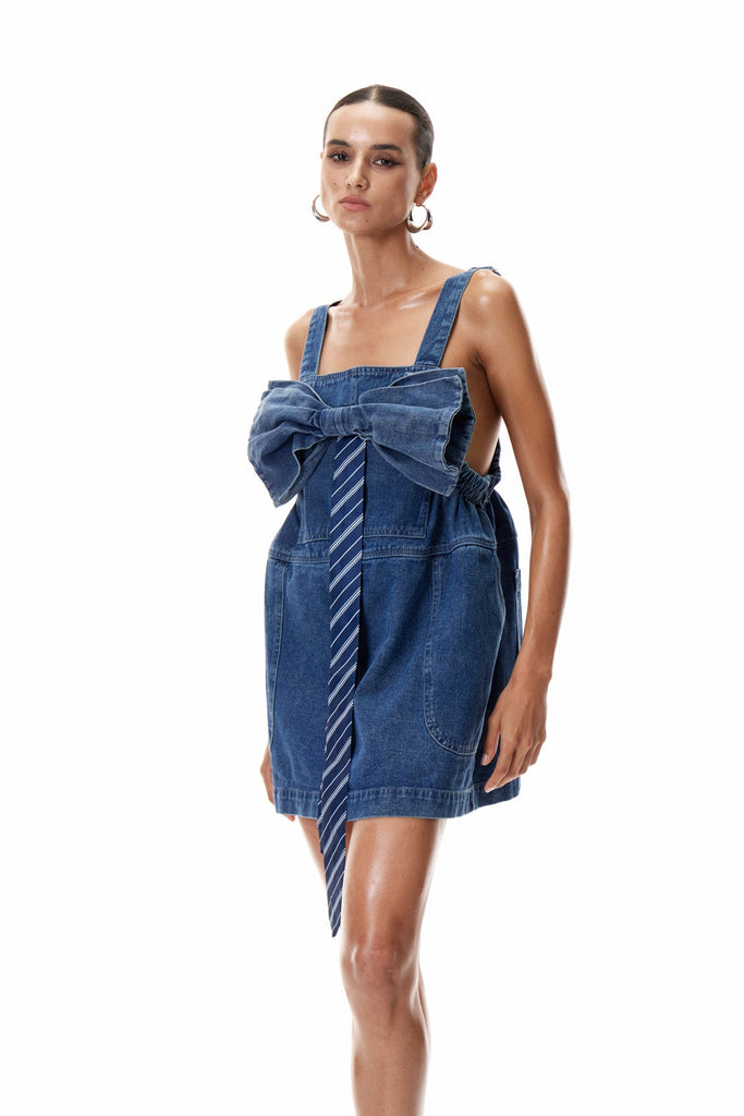 Shop  beautiful dress - Perfect for special occasions | Clemmie Bow Denim Mini Dress