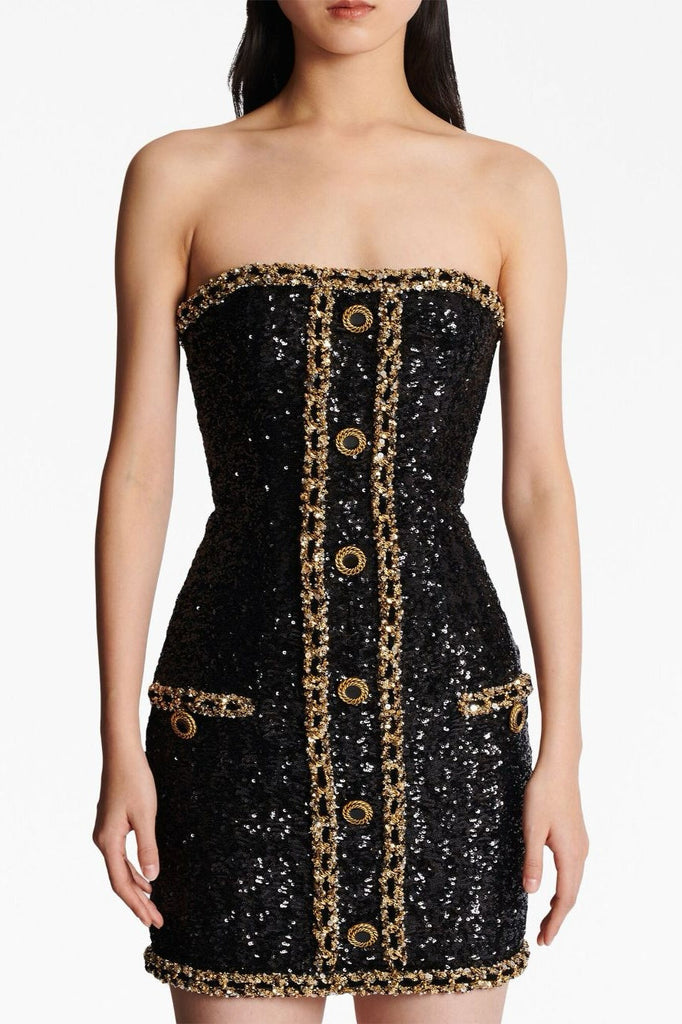 Cleo Sequin Embellished Strapless Mini Dress - Stylish beautiful dress for special occasions | Buy Online