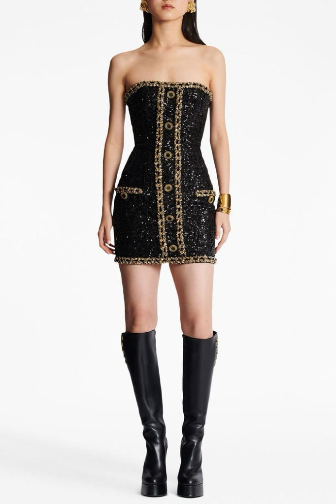 Cleo Sequin Embellished Strapless Mini Dress - Stylish beautiful dress for special occasions | Buy Online