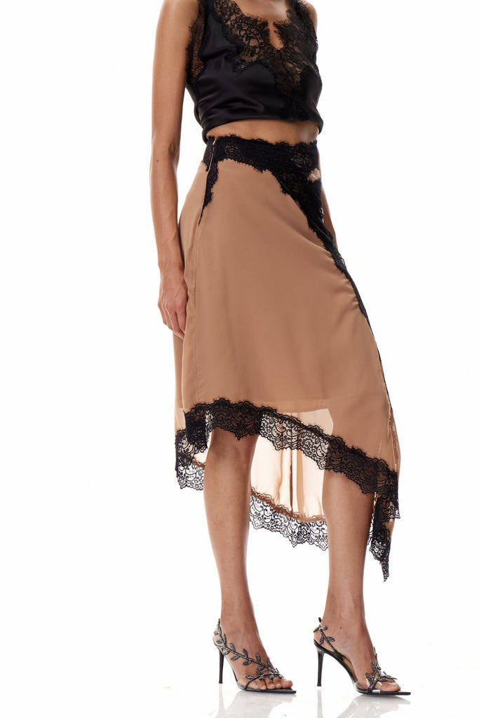 Shop  beautiful maxi - Perfect for special occasions | Cleopas Lace Asymmetric Maxi Skirt