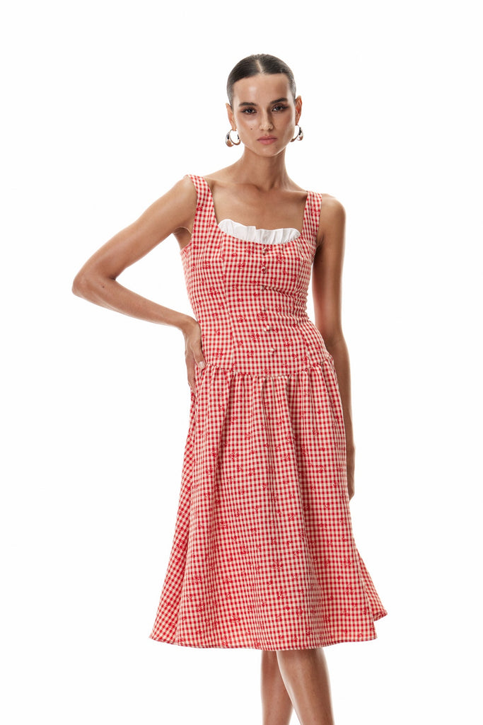 Stylish beautiful dress | Cletis Grid Midi Dress - Ideal for special occasions