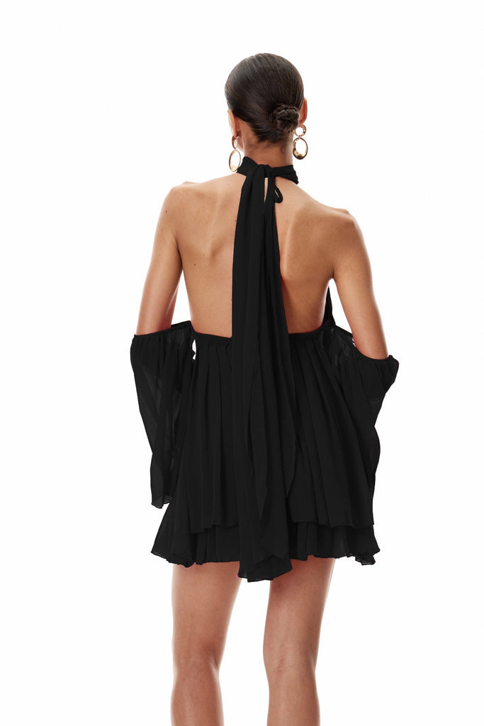 Stylish black dress | Cleto Off Shoulder Ruch Mini Dress In Black - Ideal for special occasions