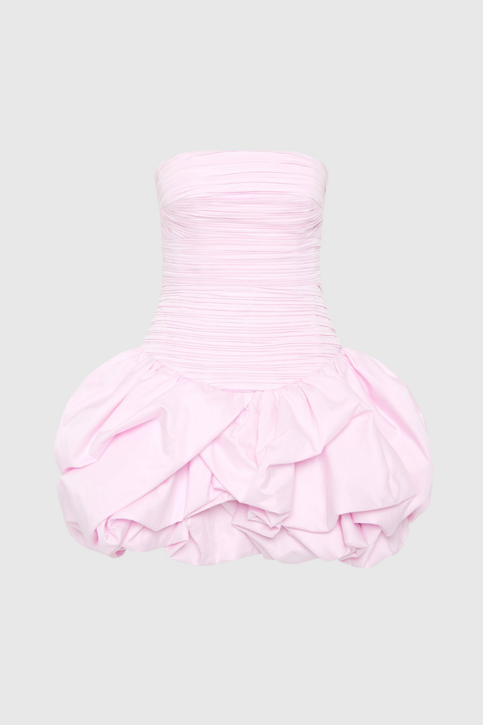 Coleka Floral Print Strapless Ruched Mini Dress - Pink - Stylish pink dress for special occasions | Buy Online