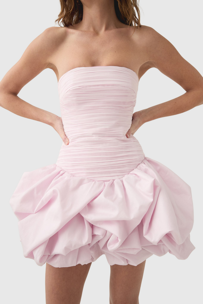 Shop  pink dress - Perfect for special occasions | Coleka Floral Print Strapless Ruched Mini Dress - Pink