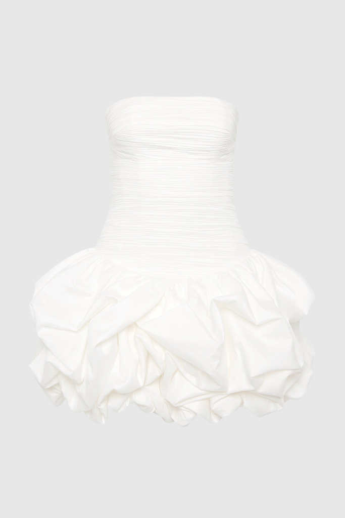 Shop  white dress - Perfect for special occasions | Coleka Floral Print Strapless Ruched Mini Dress - White