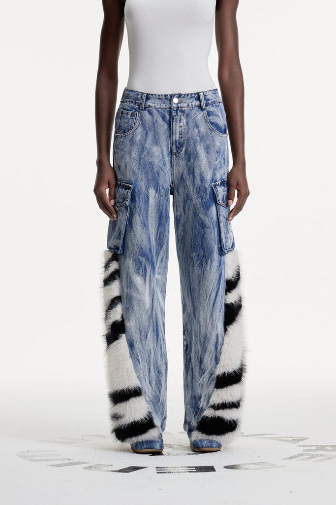 Shop  beautiful dress - Perfect for special occasions | Colombe Print Faux Fur Jeans