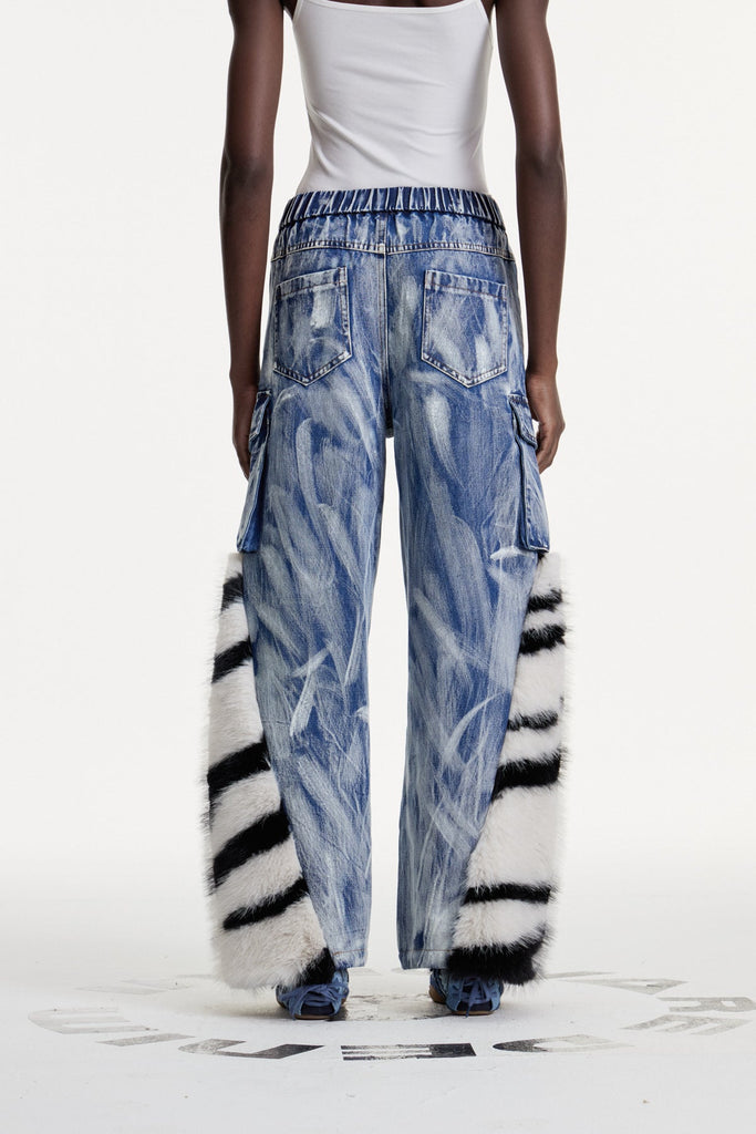 Stylish beautiful dress | Colombe Print Faux Fur Jeans - Ideal for special occasions