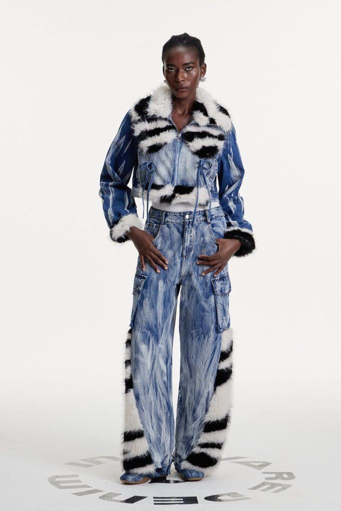 Stylish beautiful dress | Colombe Print Faux Fur Jeans - Ideal for special occasions