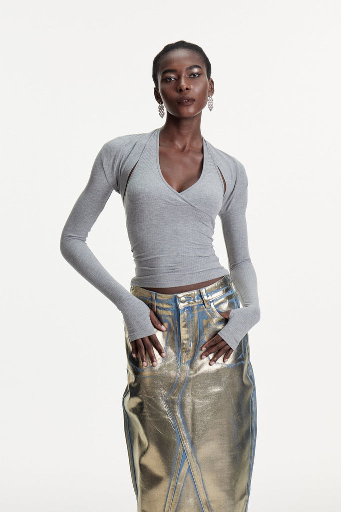 Stylish beautiful dress | Colombina Two Piece Knit Top In Grey - Ideal for special occasions