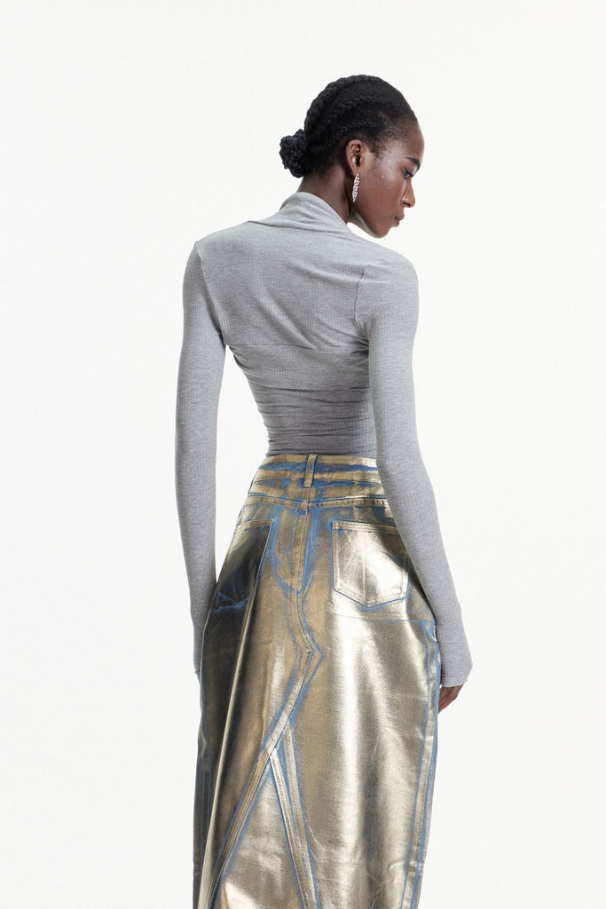 Colombina Two Piece Knit Top In Grey - Stylish beautiful dress for special occasions | Buy Online