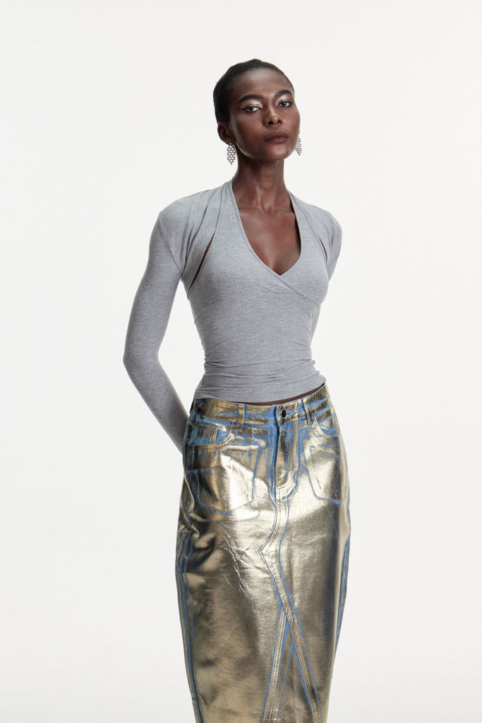 Stylish beautiful dress | Colombina Two Piece Knit Top In Grey - Ideal for special occasions