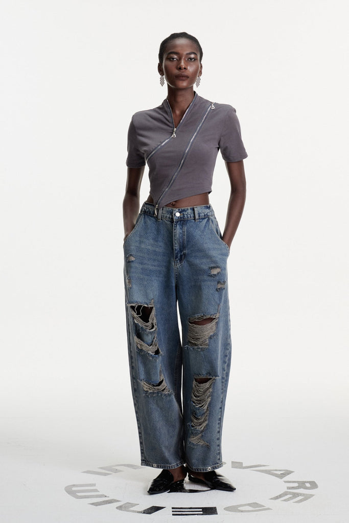 Shop  beautiful dress - Perfect for special occasions | Colt Deconstruct Zipper T Shirt In Grey