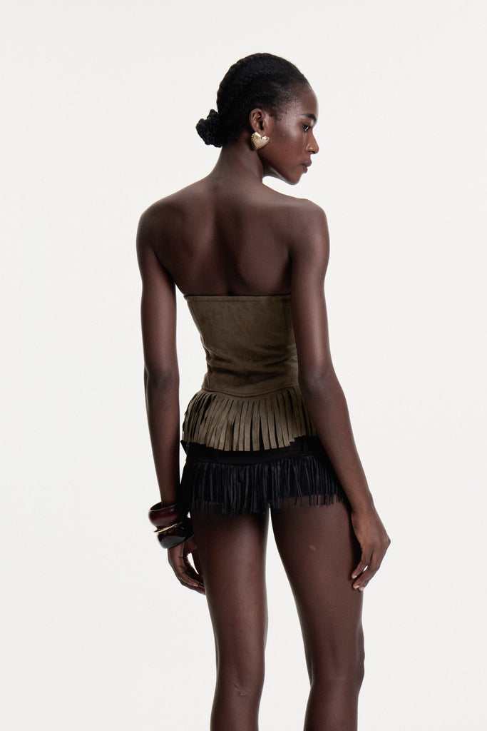 Shop  beautiful dress - Perfect for special occasions | Colter Pearl Fringe Suede Top