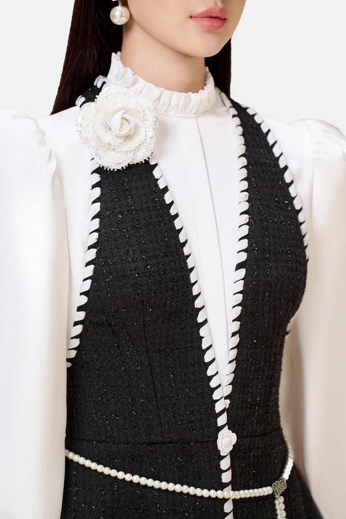 Colver Halter Tweed Shirt Romper - Stylish beautiful dress for special occasions | Buy Online