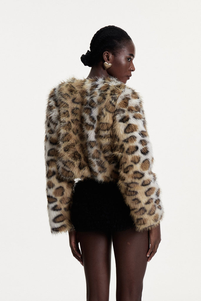 Comgall Leopard Faux Fur Jacket - Stylish beautiful dress for special occasions | Buy Online